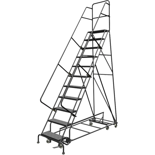 All Directional Rolling Ladder, 11 Steps, 24" Step Width, 110" Platform Height, Steel Meunier Outillage Industriel