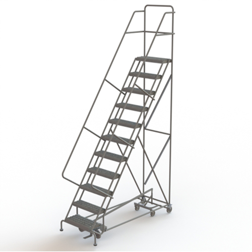 All Directional Rolling Ladder, 11 Steps, 24" Step Width, 110" Platform Height, Steel Meunier Outillage Industriel