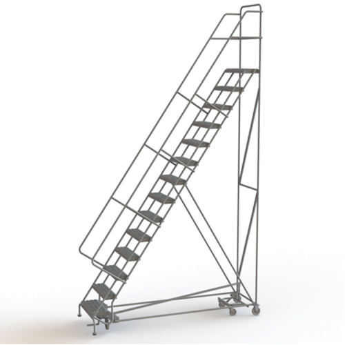 All Directional Rolling Ladder, 14 Steps, 24" Step Width, 140" Platform Height, Steel Meunier Outillage Industriel