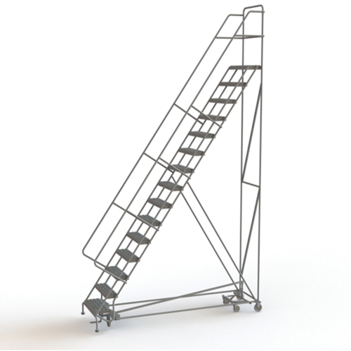 &eacute;chelles roulantes multidirectionnelles, 15 marches, Largeur de la marche 24", Hauteur de la plateforme 150", Acier Meunier Outillage Industriel