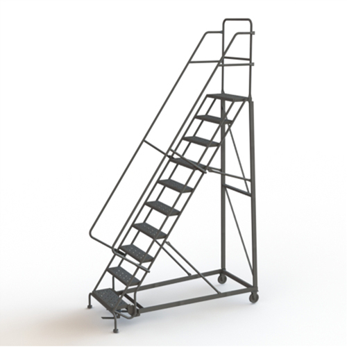 Heavy Duty Rolling Ladder, 10 Steps, 24" Step Width, 100" Platform Height, Steel Meunier Outillage Industriel