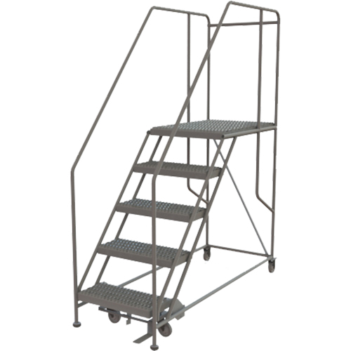 Mobile Work Platform, Steel, 5 Steps, 50" H, 35" D, 24" Step, Serrated Meunier Outillage Industriel