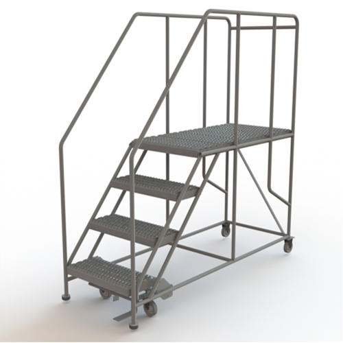 Mobile Work Platform, Steel, 4 Steps, 40" H, 47" D, 24" Step, Serrated Meunier Outillage Industriel