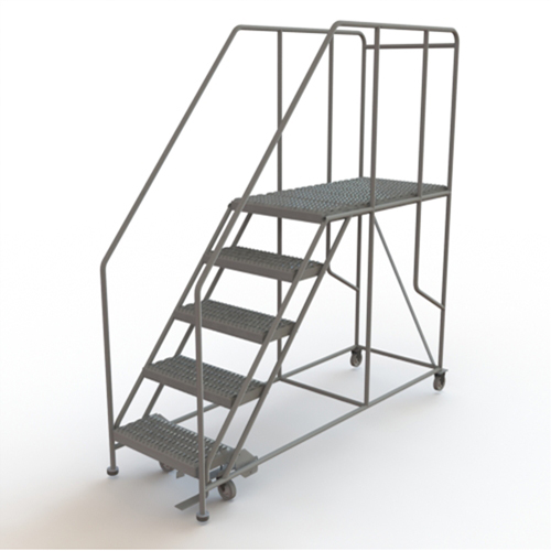Mobile Work Platform, Steel, 5 Steps, 50" H, 47" D, 24" Step, Serrated Meunier Outillage Industriel