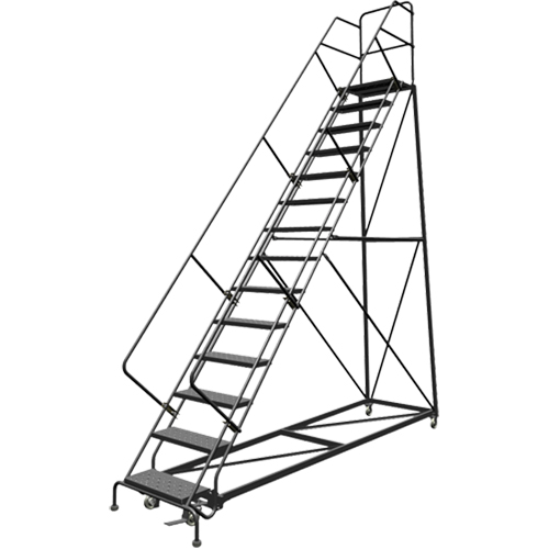 &eacute;chelles en angle de s&eacute;curit&eacute;, 14 marches, Perfor&eacute;, Inclinaison 50°, Hauteur 140" Meunier Outillage Industriel