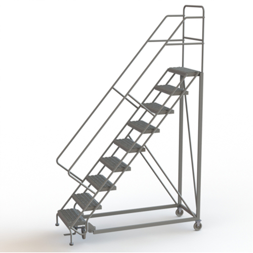 Safety Slope Rolling Ladder, 9 Steps, Serrated, 50° Incline, 90" High Meunier Outillage Industriel