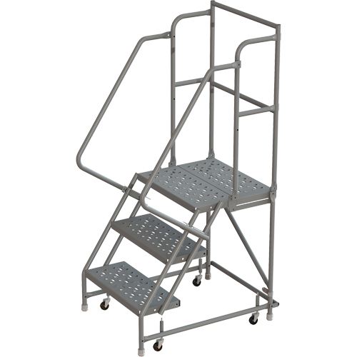 Deep Top Step Rolling Ladder, 3 Steps, 24" Step Width, 30" Platform Height, Steel Meunier Outillage Industriel