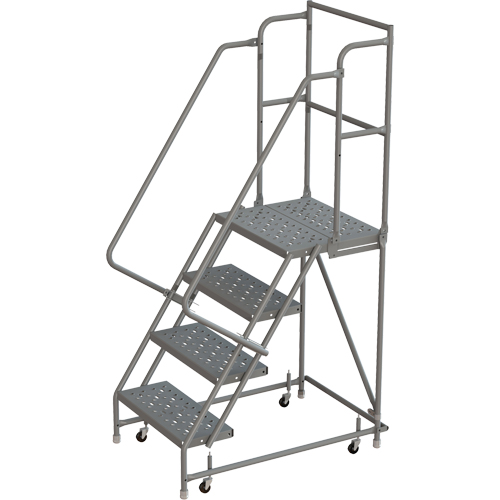 Deep Top Step Rolling Ladder, 4 Steps, 24" Step Width, 40" Platform Height, Steel Meunier Outillage Industriel