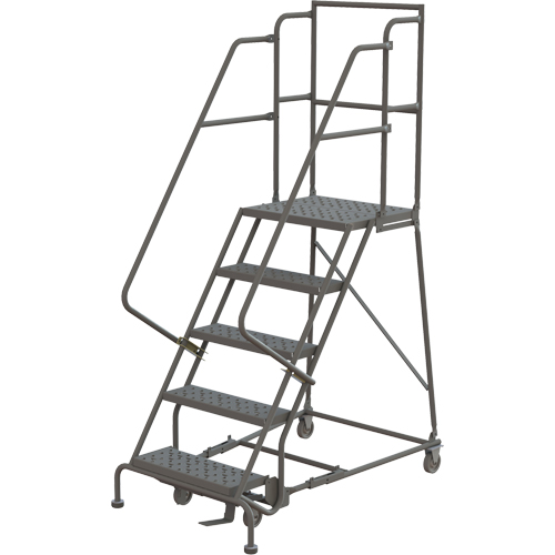 Deep Top Step Rolling Ladder, 5 Steps, 16" Step Width, 50" Platform Height, Steel Meunier Outillage Industriel