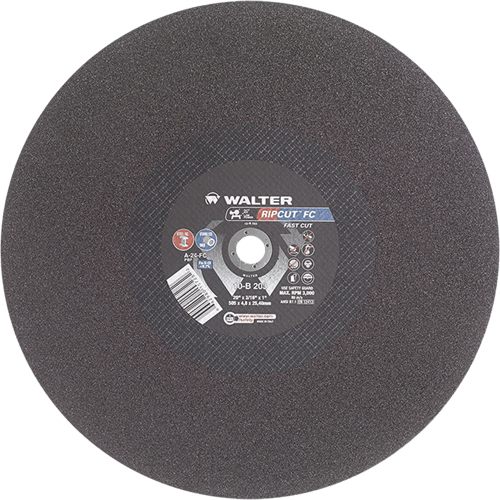 Ripcut Stainless Steel & Steel Cut-Off Wheel for Stationary Saws, 20" x 3/16", 1" Arbor, Type 1, Aluminum Oxide, 3000 RPM Meunier Outillage Industriel