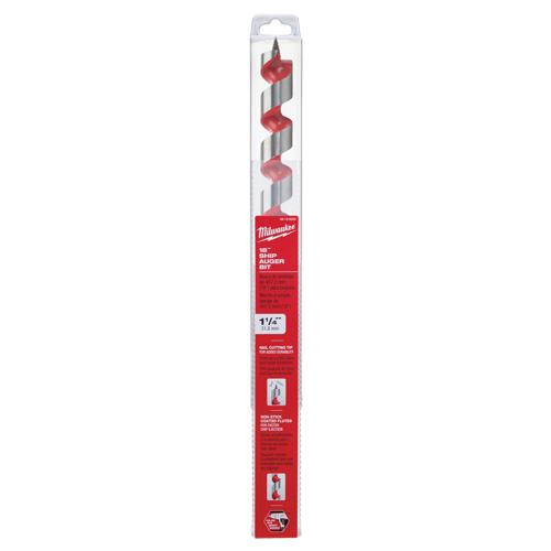 Longue m&egrave;che h&eacute;licoidale pour perceuse, Diam&egrave;tre de 1-1/4", Cannelure 15", Tige 7/16" hexagonal Meunier Outillage Industriel