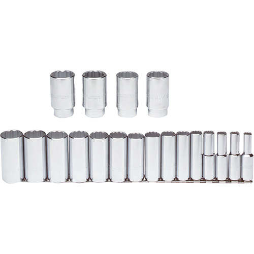 Jeu de douilles, 19 Mcx, Prise de 1/2", Profond Meunier Outillage Industriel