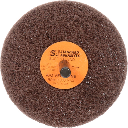 Standard Abrasives Buff & Blend Wheel, 3" Dia. x 1" W, 1/4" Arbor, Aluminum Oxide Meunier Outillage Industriel