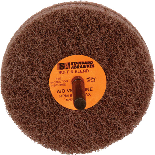 Standard Abrasives 2-Ply Buff & Blend Wheel, 3" Dia. x 2" W, 1/4" Arbor, Aluminum Oxide Meunier Outillage Industriel