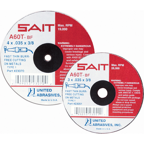 Cut-Off Wheel, 7" x 0.045", 7/8" Arbor, Type 27, Aluminum Oxide/Ceramic, 8500 RPM Meunier Outillage Industriel