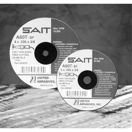 Cut-Off Wheel, 5" x 0.045", 7/8" Arbor, Type 27, Aluminum Oxide/Ceramic, 12200 RPM Meunier Outillage Industriel