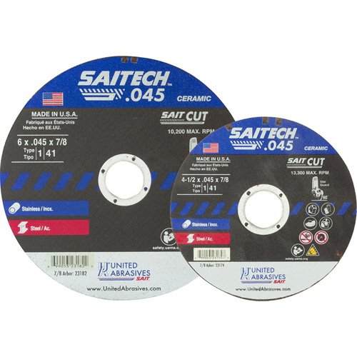 Cut-Off Wheel, 14-1/2" x 0.045", 5/8" Arbor, Type 1, Aluminum Oxide/Ceramic, 13300 RPM Meunier Outillage Industriel