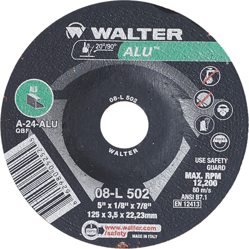 Meules &agrave; moyeu d&eacute;port&eacute; - Aluminium type 27, 5" x 1/8", Arbre de 7/8", Type 27 Meunier Outillage Industriel