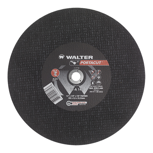 Portacut High Speed Cut-Off Wheel, 14" x 1/8", 7/8" Arbor, Type 1, Aluminum Oxide, 5400 RPM Meunier Outillage Industriel