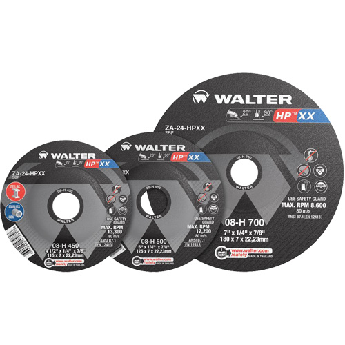 HP XX Grinding Wheel, 4-1/2" x 1/4", 7/8" Arbor, Type 27S Meunier Outillage Industriel