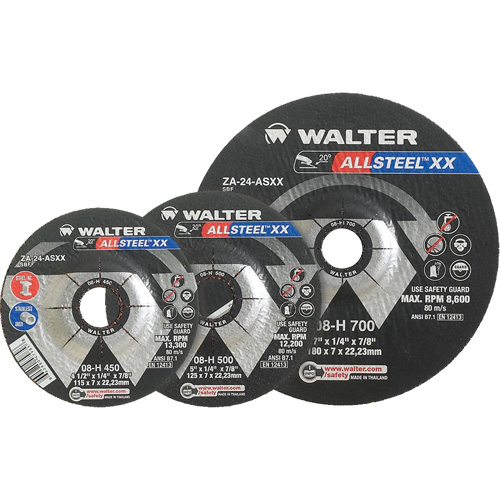 ALLSTEEL XX Depressed Centre Grinding Wheels, 9" x 1/4", 7/8" Arbor, Type 27 Meunier Outillage Industriel