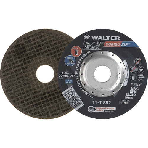 Right Angle Grinder Reinforced Cut-Off Wheels - Combo Zip, 5" x 5/64", 7/8" Arbor, Type 27 Meunier Outillage Industriel