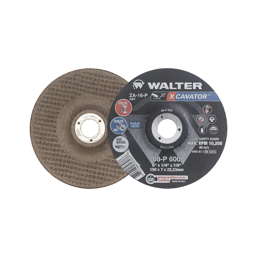 XCAVATOR Grinding Wheel, 6" x 1/4", 7/8" Arbor, Zirconium, Type 27 Meunier Outillage Industriel