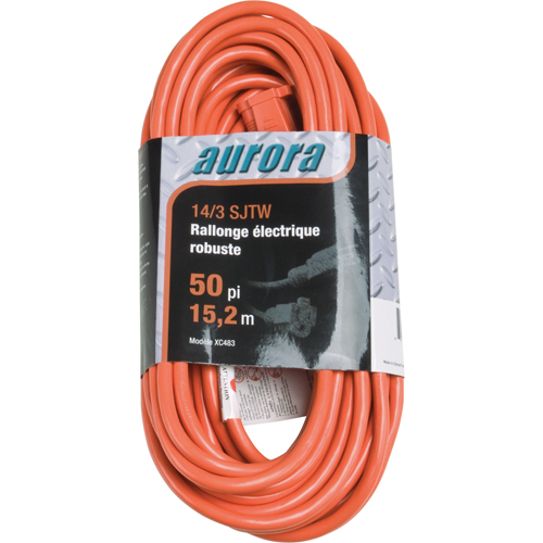 Cordon rallonge en vinyle, Ext&eacute;rieur, SJTW, AWG 14/3, 15 A, 50' Meunier Outillage Industriel