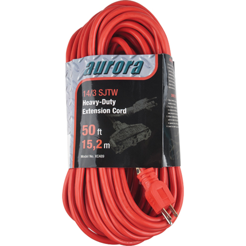 Cordon rallonge en vinyle, Ext&eacute;rieur, SJTW, AWG 14/3, 15 A, 3 prise(s), 50' Meunier Outillage Industriel
