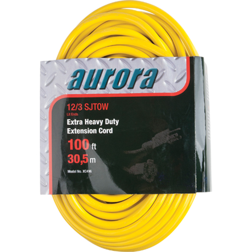 Vinyl Extension Cord with Light Indicator, Outdoor, SJTOW, 12/3 AWG, 15 A, 100' Meunier Outillage Industriel