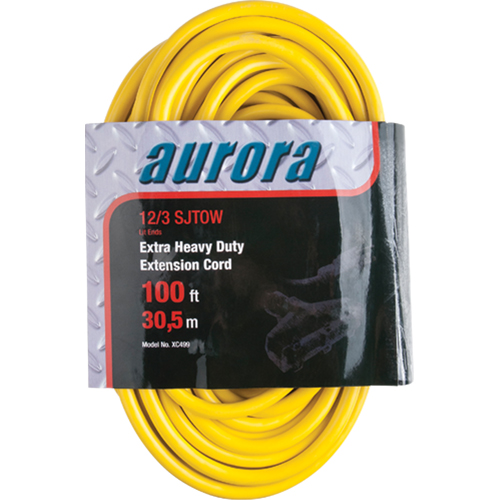 Cordon rallonge en vinyle avec indicateur lumineux, Ext&eacute;rieur, SJTOW, AWG 12/3, 15 A, 3 prise(s), 100' Meunier Outillage Industriel