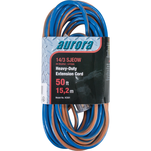 TPE-Rubber Extension Cord With Light Indicator, All-Weather, SJEOW, 14/3 AWG, 15 A, 50' Meunier Outillage Industriel