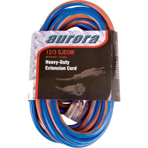 TPE-Rubber Extension Cord With Light Indicator, All-Weather, SJEOW, 12/3 AWG, 15 A, 50' Meunier Outillage Industriel