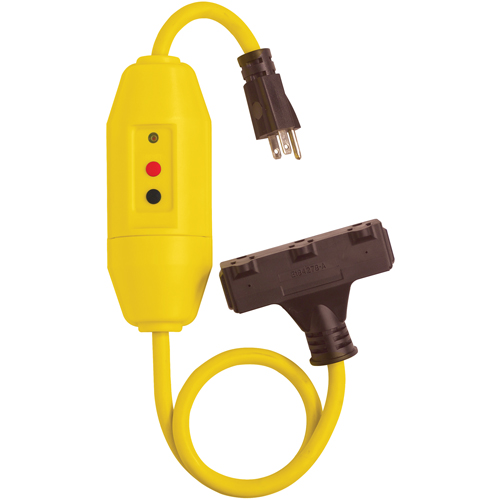 Cordons &agrave; trois prises avec disjoncteur de fuite &agrave; la terre, 120 V, 15 A, Cordon de 2' Meunier Outillage Industriel