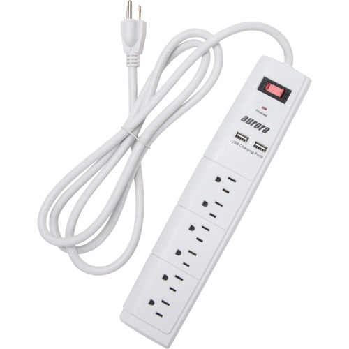 Limiteur de surtension avec chargeur USB, 6 Prises, 1200 J, 1875 W, Cordon 6' Meunier Outillage Industriel