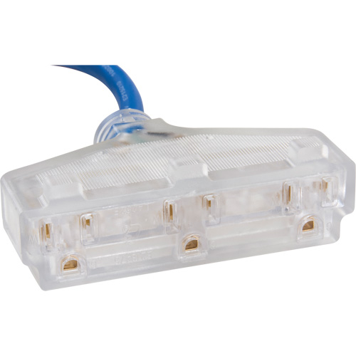 Cordon rallonge en caoutchouc TPE avec indicateur lumineux, Toutes saisons, SJEOW, AWG 14/3, 15 A, 3 prise(s), 25' Meunier Outillage Industriel