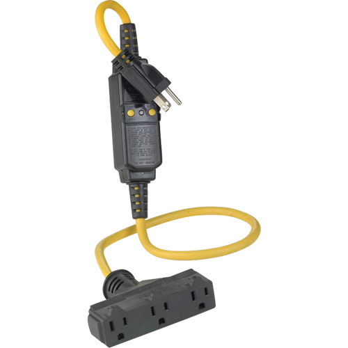 Triple-Tap Inline GCFI Extension Cord & Connector, 120 V, 15 Amps, 3' Cord Meunier Outillage Industriel