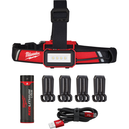 Low-Profile USB Headlamp, LED, 600 Lumens, 2 Hrs. Run Time, Rechargeable Batteries Meunier Outillage Industriel
