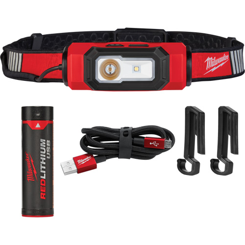 Beacon USB Hard Hat Light, LED, 600 Lumens, 2 Hrs. Run Time, Rechargeable Batteries Meunier Outillage Industriel
