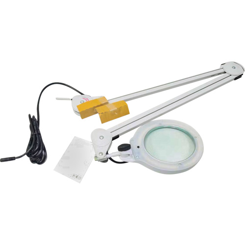 Lampe grossissante, Dioptrie 3, Ampoule DEL, Bras de 45", Pinces serre-joints, Gris Meunier Outillage Industriel