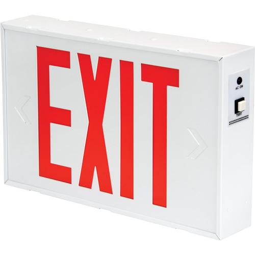 Exit Sign, LED, Battery Operated/Hardwired, 12-1/5" L x 7-1/2" W, English Meunier Outillage Industriel