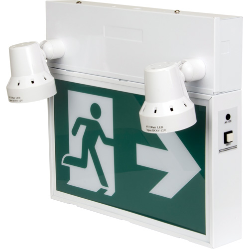 Running Man Sign with Security Lights, LED, Battery Operated/Hardwired, 12-1/10" L x 11" W, Pictogram Meunier Outillage Industriel