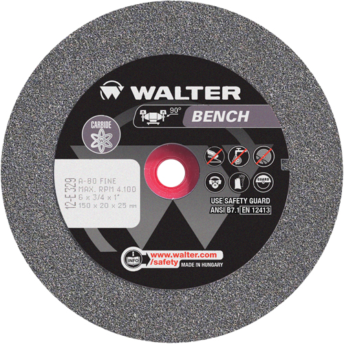 Bench Grinding Wheel, 6" x 3/4", 1" Arbor, 1 Meunier Outillage Industriel