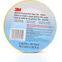 764 General-Purpose Vinyl Tape, 76 mm (3") W x 32.9 m (108') L, 5 mils, Yellow Meunier Outillage Industriel