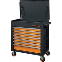 GSX Series Rolling Tool Cart with Tilt Top, 7 Drawers, 35" L x 20" W x 39" H, Black/Orange AUW202 | Meunier Outillage Industriel