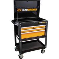 Utility Cart, 4 Drawers, 33" L x 21" W x 42" H, Black/Orange AUW203 | Meunier Outillage Industriel