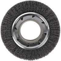 Crimped Wire Wheel Brush - Medium Face, 4-1/4" Dia., 0.012 Fill, 2" Arbor Meunier Outillage Industriel