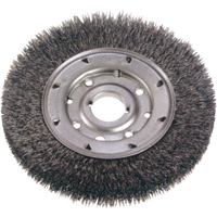 Crimped Wire Wheel Brushes - Narrow Face, 6" Dia., 0.014" Fill, 1-1/4" Arbor Meunier Outillage Industriel