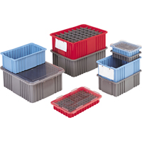 Contenants Divider Box, Poly&eacute;thyl&egrave;ne, 10,8" la x 8,3" p x 2,5" h, Gris Meunier Outillage Industriel