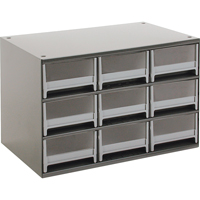 Modular Parts Cabinets, Steel, 9 Drawers, 17" x 10-9/16" x 3-1/16", Grey CA858 | Meunier Outillage Industriel